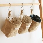 Peny - coton et lin panier de rangement cube pliable avec poigne petit panier de rangement lot de 3 ...
