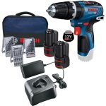 Perceuse  percussion sans fil gsb 12v - 35 bosch 2x 2, 0 ah batterie + chargeur y compris set d'accessoires ...