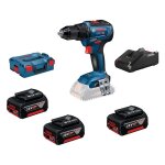 Perceuse visseuse gsr 18v - 55 bosch avec 3 batteries 18v 4ah - chargeur - coffret l - boxx - 0615990l8b ...