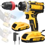 Perceuse visseuse sans fil 21v, visseuse devisseuse sans fil avec 2 batteries 1300mah, perceuse percussion, ...