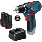 Perceuse - visseuse sans fil gsr 12v - 15 bosch / 2x 2, 0 ah batterie + chargeur - 060186810c
