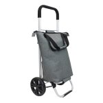 Chariot de courses avec sac amovible et rsistant  l'eau, poigne, fermeture clair et grandes roues, ...