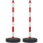 Poteau en plastique pour chane de signalisation - rouge / blanc - 2 pcs