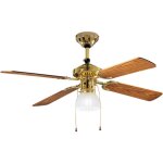 Perenz - ventilateur plafond 7064 ol laiton d. 105 cm, 4 pales, 3 vitesses, moteur ac 50w, e27, silencieux, ...