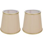 Petit abat - jour en tissu beige à bord doré, 2 pièces, pour lustre de table e14, applique murale - jeffergard ... Petit abat - jour en tissu beige à bord doré, 2 pièces, pour lustre de table e14, applique murale - jeffergard ...