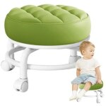 Petit tabouret roulant ? tabouret r�glable � 360� avec roulettes, chaise � si�ge bas en cuir pu, tabouret ...