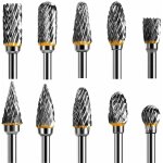Lot de 10 fraise pour perceuse tige 1 / 8  fraises rotatives acier carbure de tungstne double tranchant ...