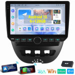 Pour peugeot 107 citroen c1 toyota aygo 8 c?urs 6 + 128g android 15 carplay autoradio gps 6 + 128g dab ...