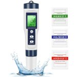 Ph tds mtre, testeur de qualit de l'eau 5 en 1 ph / tds / ec / sel / temprature tds mtre lcd rtro ...