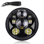 Phare de moto led rond 12v, 2 modes d'�clairage, adapt� pour 5, 75 pouces, clignotant r�tro, noir