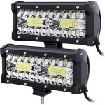 Phare de travail led 12v 2pcs 120w carr� 24v lumi�re pour offroad voiture camions suv 4x4 tracteur, feu ...