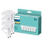 Lot de 6 ampoules led 4, 7w gu10 2700k 345lm philips