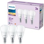 Pack de 3 ampoules led e14 format flamme, 40w, blanc chaud - philips