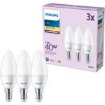 Pack de 3 ampoules led e14 format flamme, 40w, blanc chaud - philips Pack de 3 ampoules led e14 format flamme, 40w, blanc chaud - philips