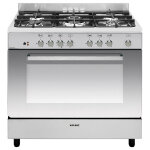 Piano de cuisson 104l 5 feux inox ? four �lectrique chaleur tournante ? nettoyage catalytique ? classe ...