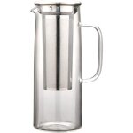 Pichet  eau en verre avec filtre en acier inoxydable, 1200ml cafetire  infusion froide avec filtre ...