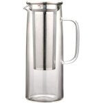 Pichet � eau en verre avec filtre en acier inoxydable, 1200ml cafeti�re � infusion froide avec filtre ...