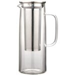 Pichet  eau en verre avec filtre en acier inoxydable, 1200ml cafetire  infusion froide avec filtre ...