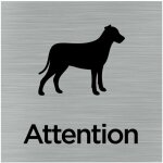 Pictogramme attention au chien (q1006). signalisation porte 150 x 150 mm. autocollant souple ou plaque ...