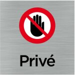 Pictogramme priv� color�e (q1061). signalisation porte 150 x 150 mm. autocollant souple ou plaque alu ...