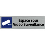 Signaletique. biz france ? plaque de porte espace sous vid�o surveillance ? aluminium bross� 170x50mm ...