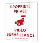 Pancarte vido surveillance proprit prive - panneau signaltique dibond blanc - picto rouge - 20x20 ...