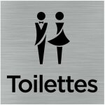 Pictogramme toilettes hommes et femmes (q1054). signalisation porte 150 x 150 mm. autocollant souple ...