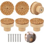 Pi�ces boutons de meuble en rotin bois, poign�e meuble bois, bouton de tiroir, boutons de portes pour ...