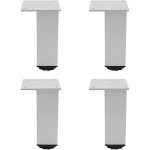 Pieds de meubles carr�s, blancs, 6, 86, 810 cm, 4 pieds r�glables en alliage d'aluminium, pieds de canap�. ...
