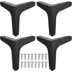 Pieds de meubles en m�tal de 10 cm, lot de 4, pieds tr�pied pour meuble tv ou armoire, finition noir ...