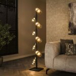 Lampadaire en verre ambr� et chrom�, 8 abat - jour ralf