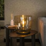 Pier import - lampe de salon moderne avec vasque en verre ambr 32 cm niagara