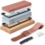 Pierres  aiguiser, kit aiguiseur  couteaux 400 / 1000 3000 / 8000, pierres  affter avec base en bambou ...