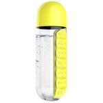 Pilulier / bouteille 2 - en - 1 portable - 600 ml(jaune)