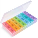 Pilulier semainier franais 7 jours 21 compartiments 3 fois multicolores pilulier hebdomadaire bote ...