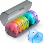 Pilulier semainier francais matin et soir, pilulier rond 7 jours 14 compartiments pillbox multicolores ...