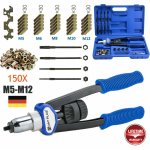 Dayplus - pince � rivets professionnelle pince � rivets comprenant 150 �crous � rivets m5 m6 m8 m10 m12 ...