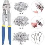 Pince � sertir pour c�bles m�talliques jusqu'� 2, 2 mm avec 150 manchons � double sertissage en aluminium ...