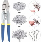 Pince  sertir cosse, outil de sertissage pour cble mtallique jusqu' 2, 2 mm avec 150 manchons de ...