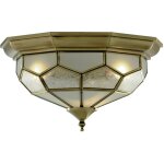 Pisa ii plafonnier 2 lt metal laiton antique, facettes verre trait� e14 2x60w max diam 29cm