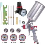 Pistolet � peinture 3 buses 1, 4 mm, 1, 7 mm, 2, 0 mm, pistolet pulv�risateur avec pot de 1000 cc en ...