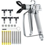 Pistolet pulverisateur de peinture sans air, haute pression 248 bar, avec 5 embouts, kit a joint pivotant, ...
