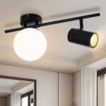 Plafonnier 2 flammig noir : lampe de plafond moderne avec gu10 pivotant spots encastr�s 40cm m�tal lampe ...