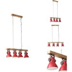 Plafonnier 25 w rouge d�lav� 90x24x111 cm e27 - lampe industrielle - plafonnier design - luminaire vintage ...