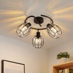 Plafonnier 3flammig lampe de plafondintage - spot de plafond cristal abat - jour noir rond retroprojecteur ...