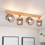 Plafonnier 4 spot e14 noir - bois vintage pivotant 350 spot de plafond pour chambre  coucher couloir ...