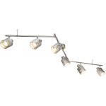 Plafonnier plafonnier � 6 flammes, spot orientable, lampe de salon, m�tal velours argent�, 6x e14 lxh ...