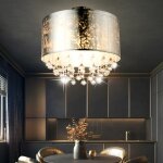 Etc - shop - plafonnier argent lampe de salon plafonnier salle  manger, textile en optique feuille d'argent ...