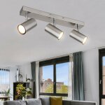 Plafonnier argent plafonnier spot 3 flammes plafonnier salon nickel avec spots mobiles, métal, 3xgu10, ... Plafonnier argent plafonnier spot 3 flammes plafonnier salon nickel avec spots mobiles, métal, 3xgu10, ...