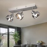 Plafonnier, argent, spot de plafond, luminaire de salon, spot bar moderne, 3 flammes, spot orientable, ...